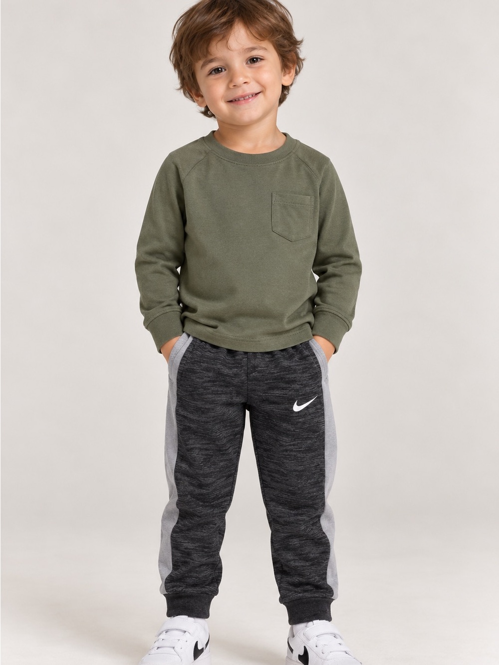 Nike Dri-FIT Jogger Pants 24M Toddler Boys Gray Black Athletic Sweatpants